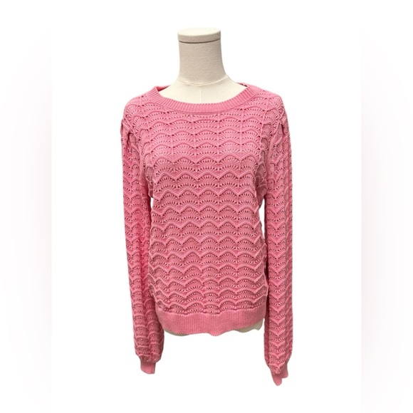 ELENA WANG Spring 2025 Collection Pink Knit Sweater All Season Size Sm $110 NWT - Picture 3 of 10